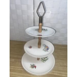 Vintage 1950’s, Paden City Pottery Trellis Pattern Three Tier Plate Tower USA